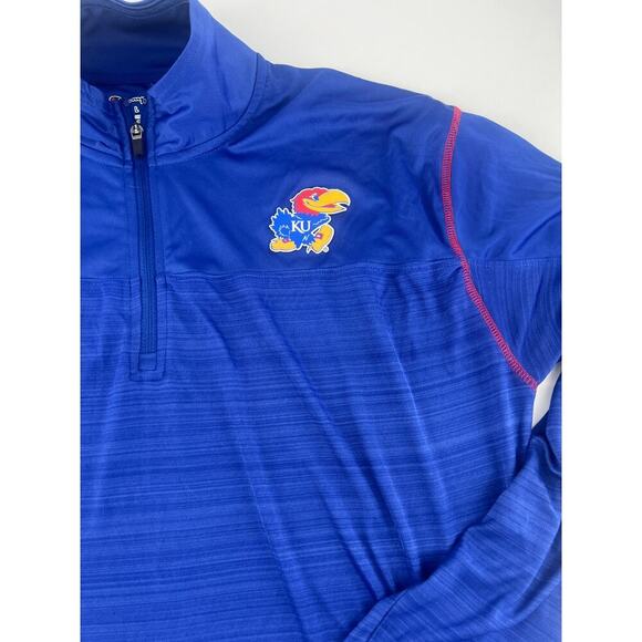 Kansas University Jayhawks Shirt Mens Large Blue Sportswear ¼ Zip Pullover Light - Picture 9 of 10
